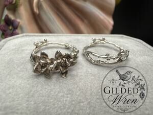 Sterling Silver 925 Nesting Flower Twig Ring Set Artisan Nature Size 6.25 & 7